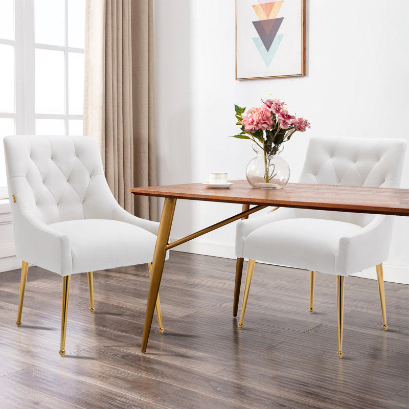 Chaise rembourrée en velours Sandstrom, Blanc cassé