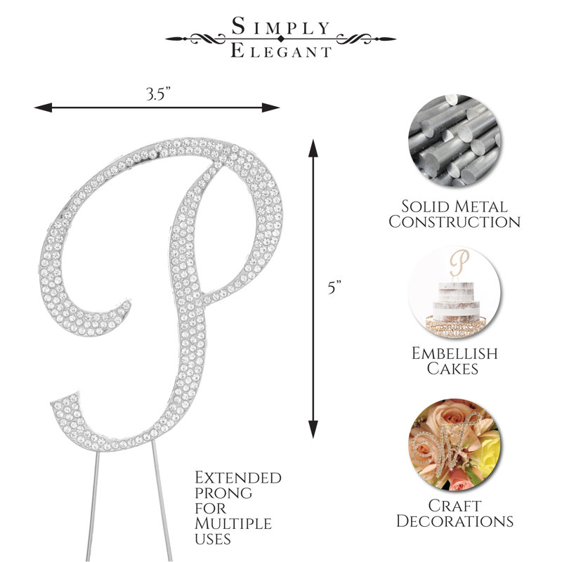 Surmatelas à gâteau "p" rhinestone, Argent