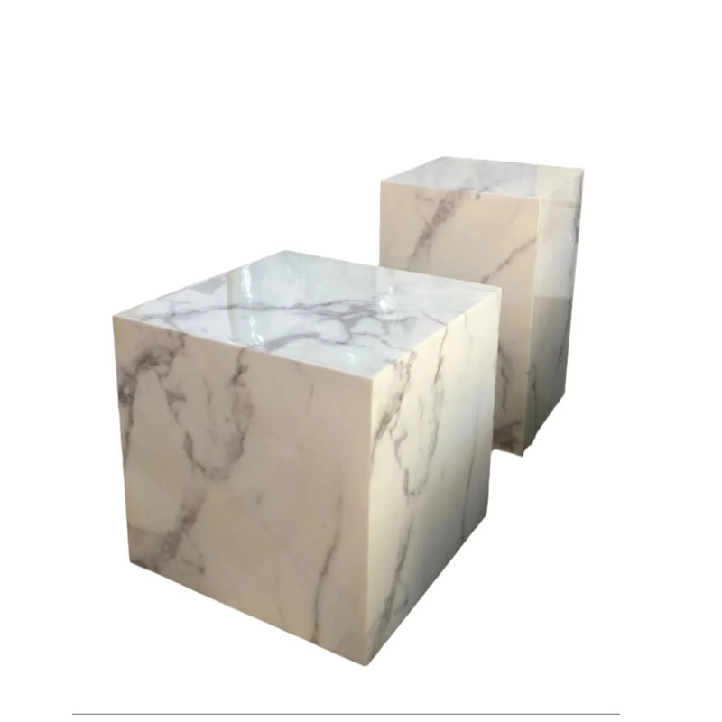 Yonaguini Marble Side Table, 15.75" H x 15.75" W x 15.75" D