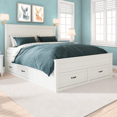 Wood Platform Bed With 6 Drawers