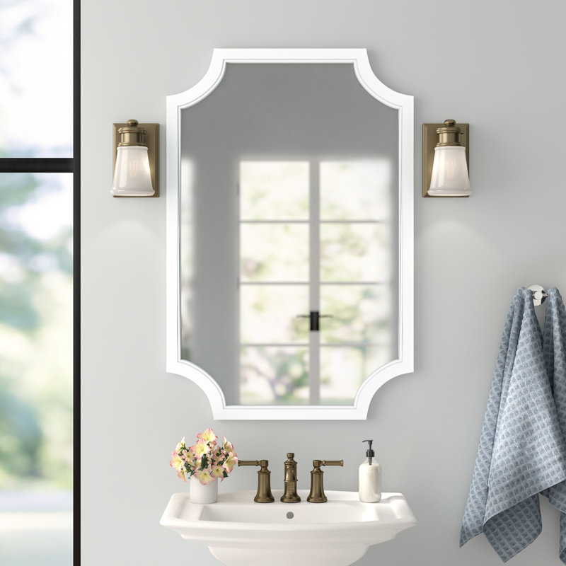 Miroir d'appoint Mertztown Glam, Blanc, 36 po x 24 po