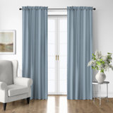Shay Solid Cornflower Cotton Rod Pocket Drapery Panel Set of 2