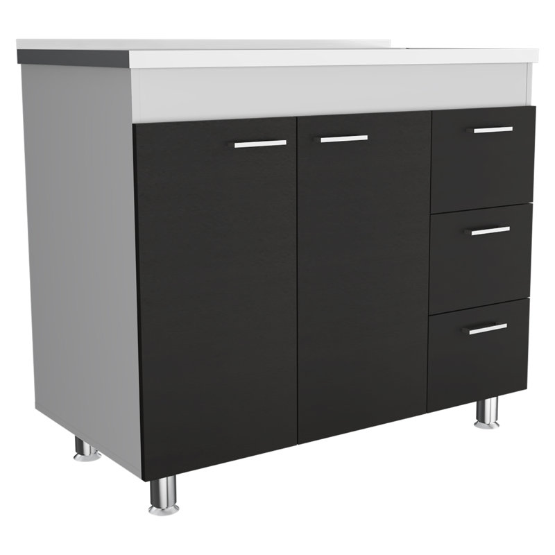 Armoire Ferretti, trois tiroirs, porte double, quatre pieds