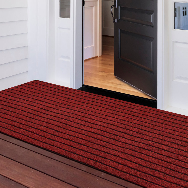 Runner Rug Hallway Non Slip Rubber Back Custom Size As Carpet Doormat Throw Rug Red Striped, Runner 3' x 71'