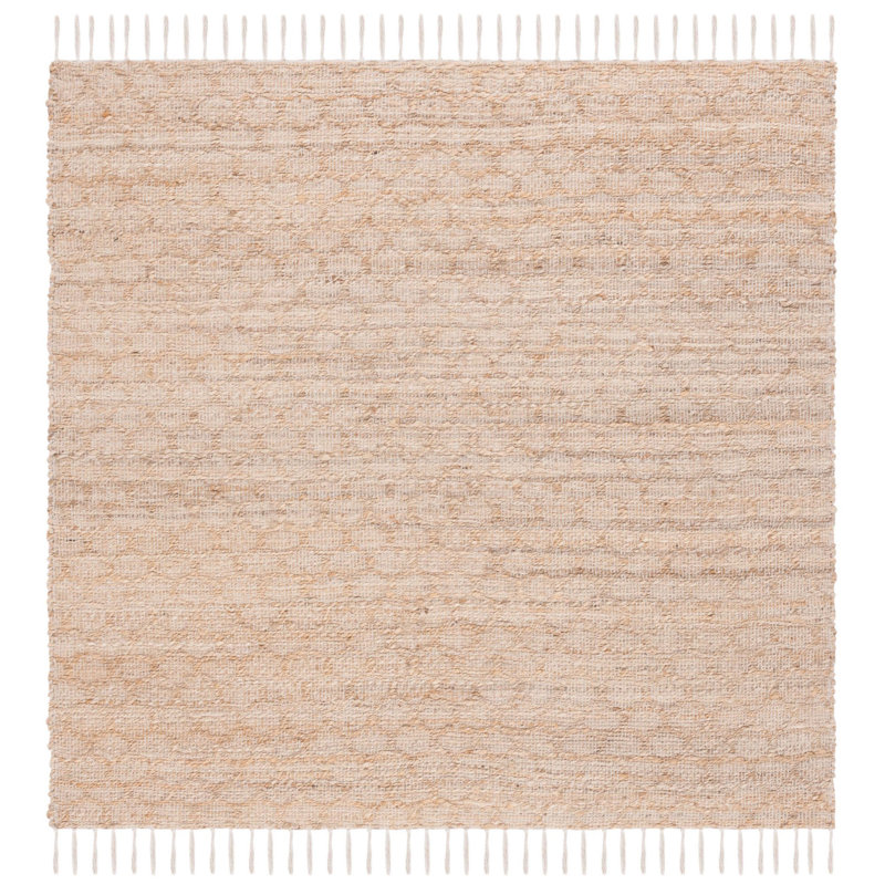 Jenson Geometric Handwoven Ivory/Natural Area Rug, Square 6'