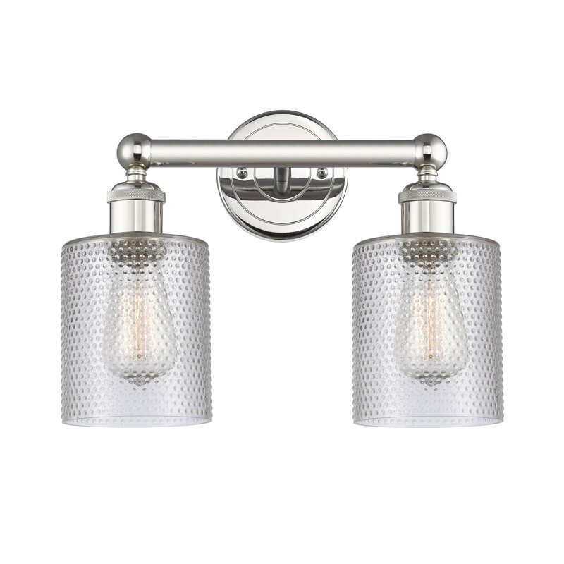 2 - Light Dimmable Vanity Light, Clear, Polished Nickel