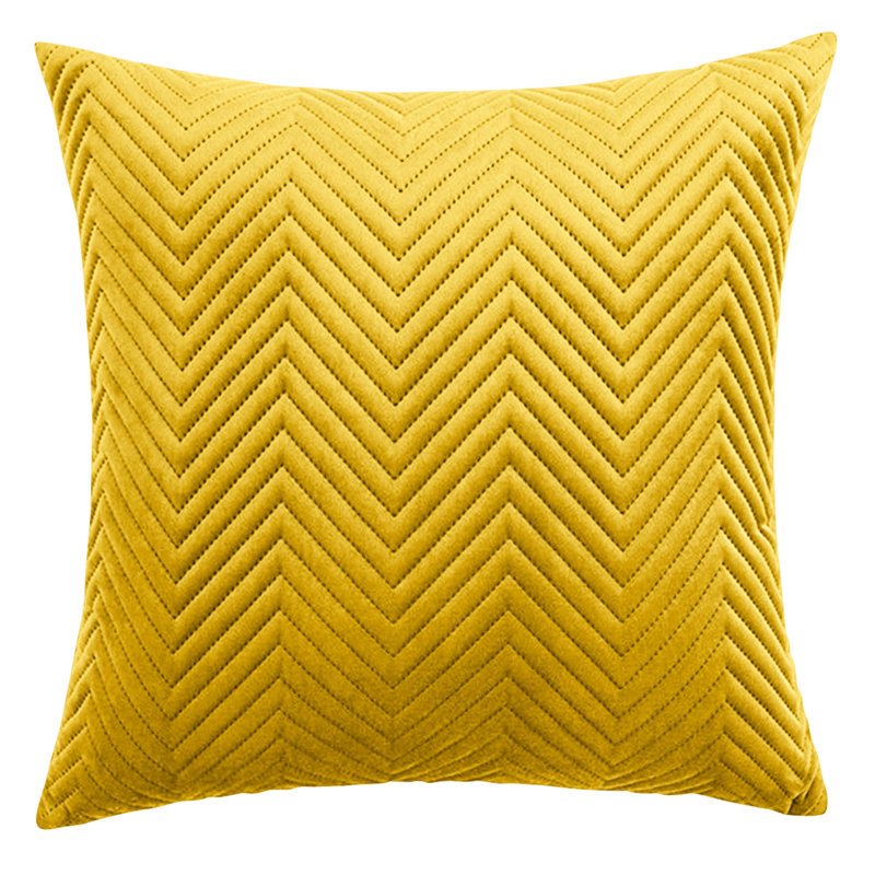 Aspire Homeware Embossed Square Velvet Cushion Cover, Ochre, Pack of 2