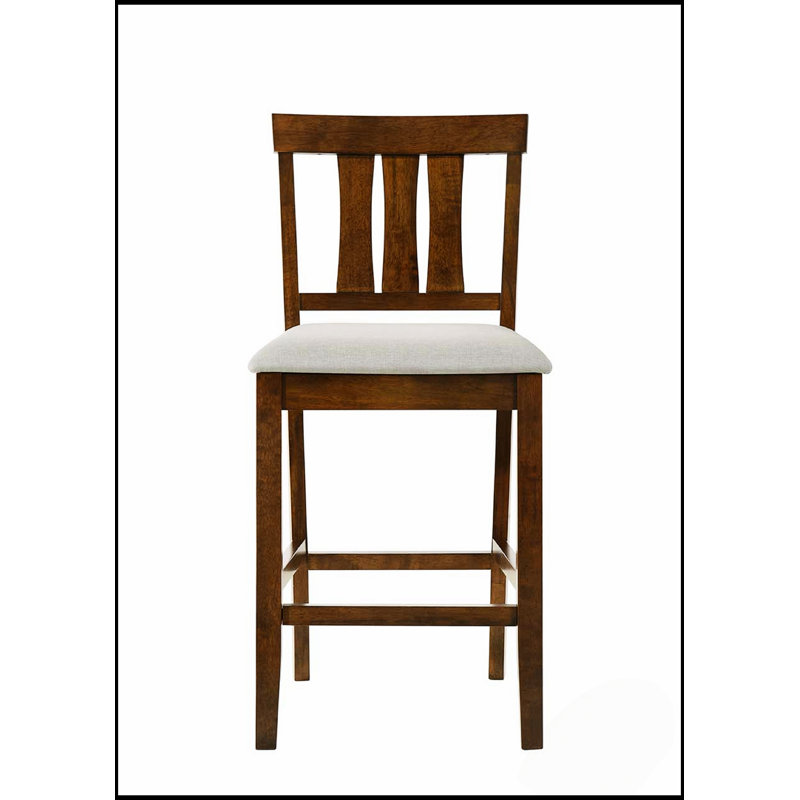 Magnifique ensemble de salle à manger 5 pièces à hauteur de comptoir couleur cerise avec chaises rembourrées crème pour une expérience élégante et moderne