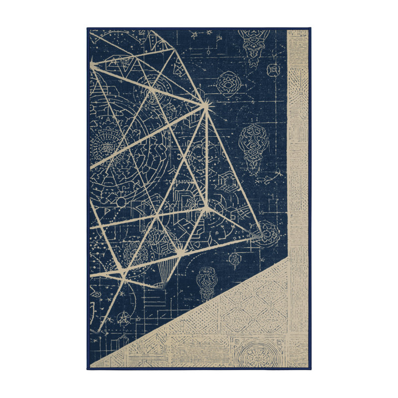 Tapis gris moelleux moelleux à imprimé bloc Estaugh Global Inspired, 6 x 9