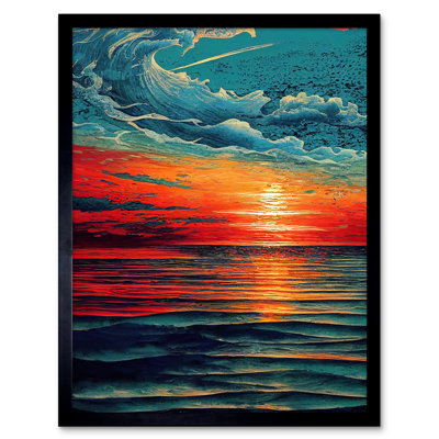 Churchill Seascape Scarlet Sunrise Fiery Horizon Clouds - Single Picture Frame Print