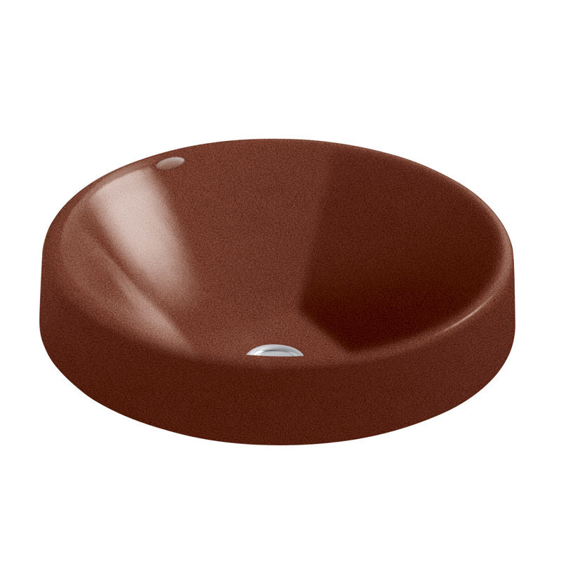 Inscribe Wading Pool Metal Circular Vessel Bathroom Sink, Ember