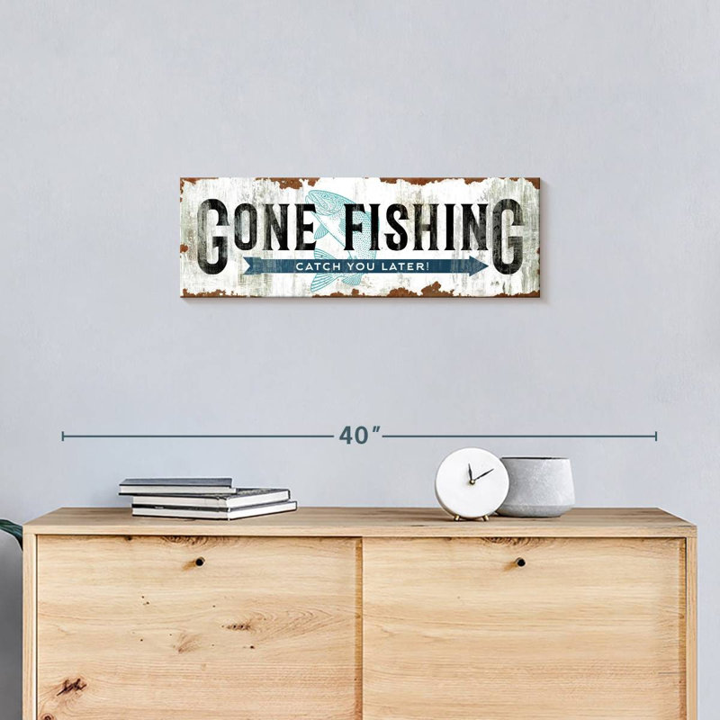 «Gone Fishing», impression sur toile, H 8 po x l 24 po x P 1 po