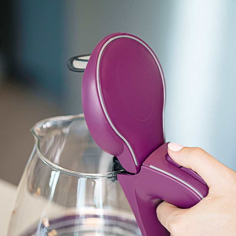 1.5 Liter Purple Glass Electric Kettle with Stainless Steel Base