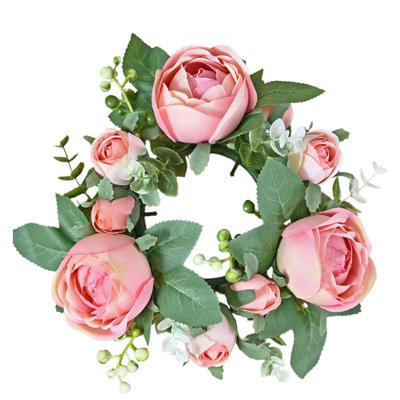 4Pcs Mini Rose Candle Rings Wreath