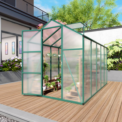 Serre en polycarbonate 6 x 10 pi, cadre en aluminium, vert