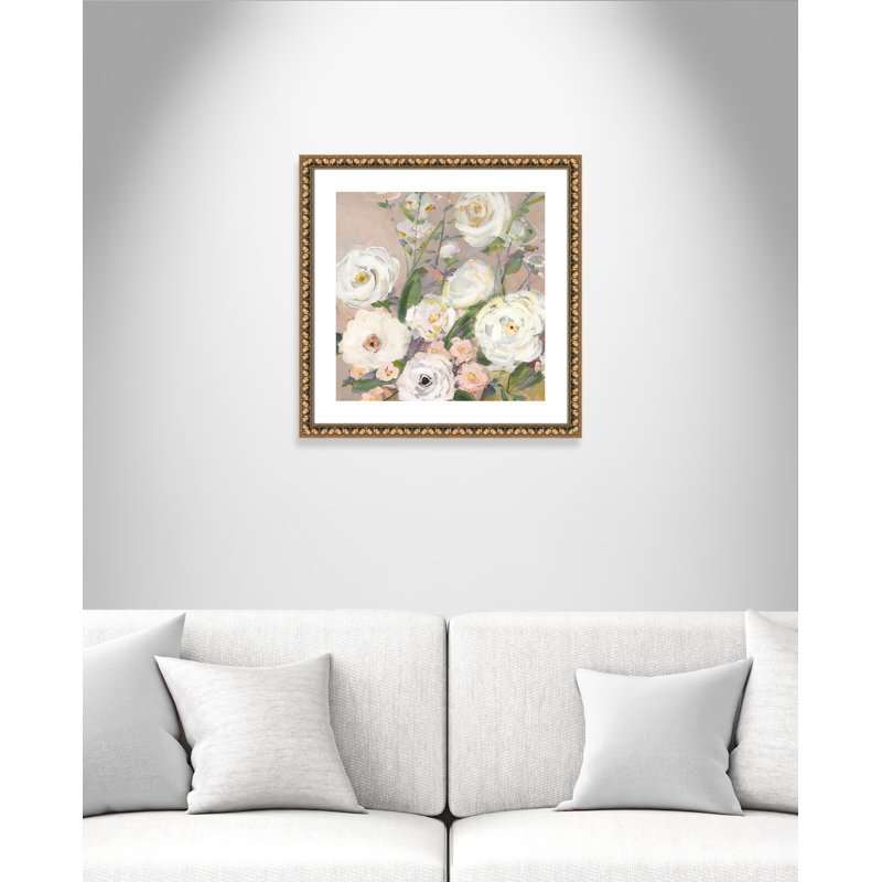 «Naïve Garden II» par Sally Swatland - reproduction d'art, Papier avec cadre à perles dorées