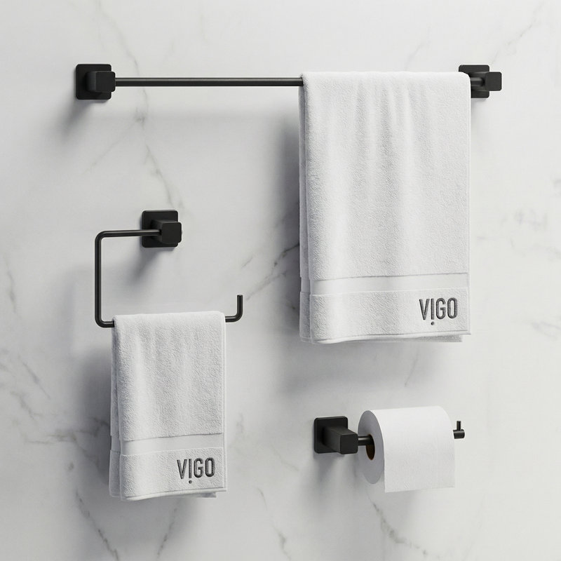 Ensemble de quincaillerie de salle de bain 3 pièces VIGO Meridian, Noir mat