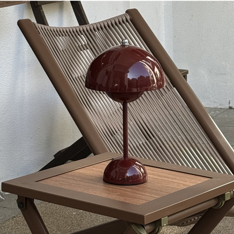 Rechargeable Mushroom Table Lamp – Wine Red – USB Chargeable 2000mAh Battery – Portable, Dimmable Ambient Light by TRIXES