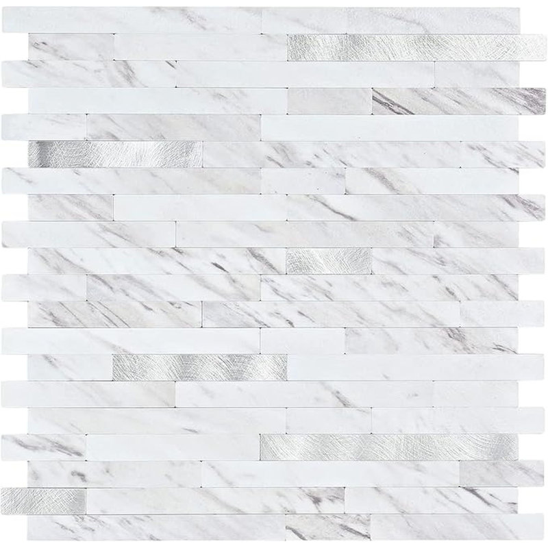 Carrelage mural en PVC à 10 feuilles pour dosseret de cuisine, Blanc