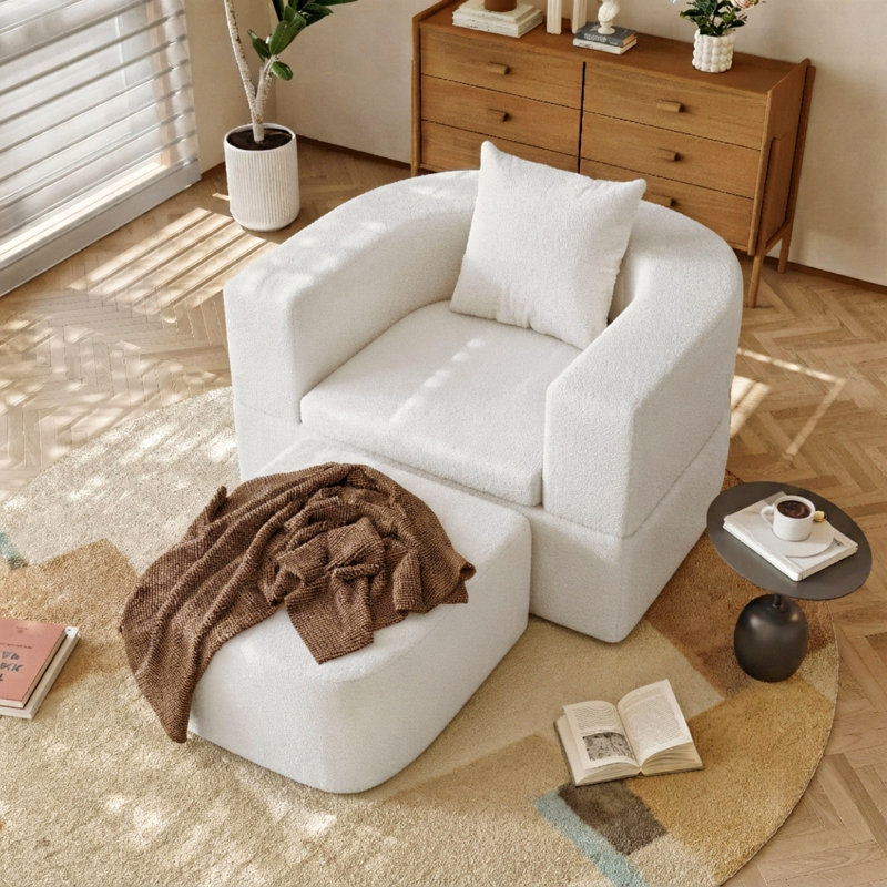 Canapé-lit convertible en molleton convertible 40 po Yardgrace, fauteuil d'appoint avec coussin, Blanc
