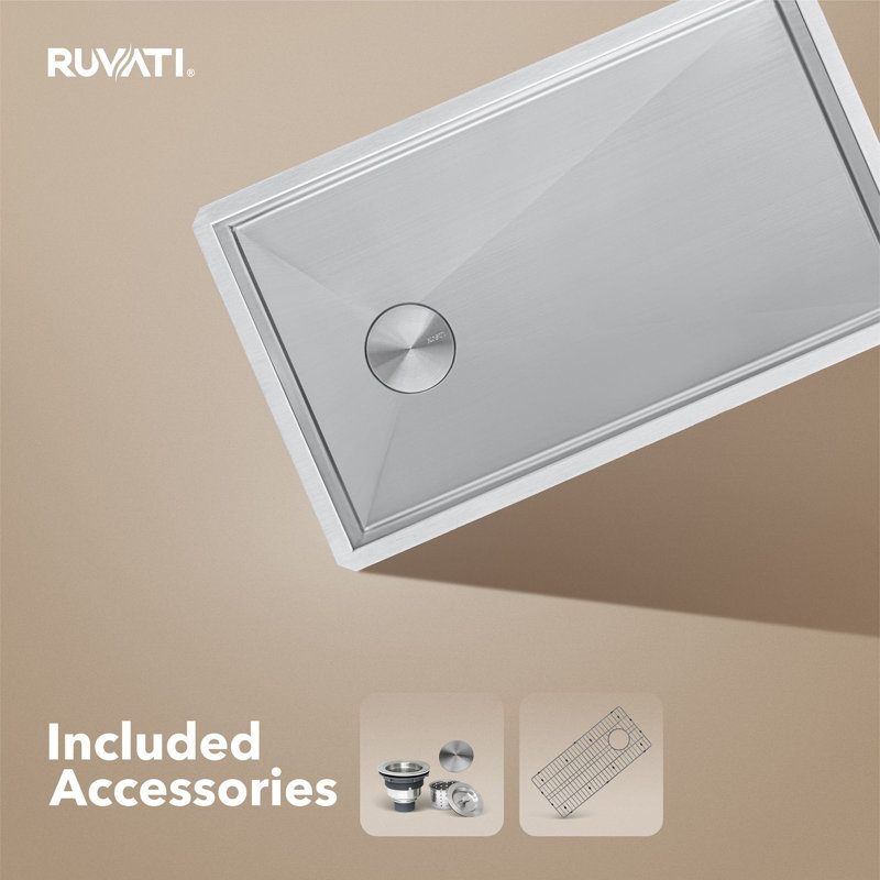 Ruvati Slope Bottom Offset Drain Reversible Kitchen Sink Undermount Stainless Steel, 19" L x 36" W