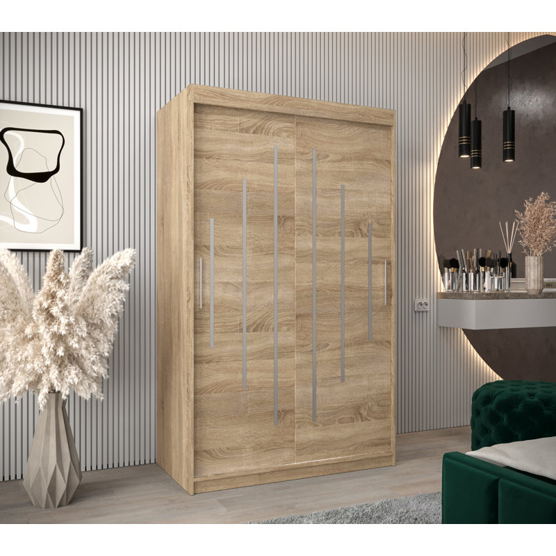 Abian 2 Door Manufactured Wood Wardrobe, Sonoma Oak/White