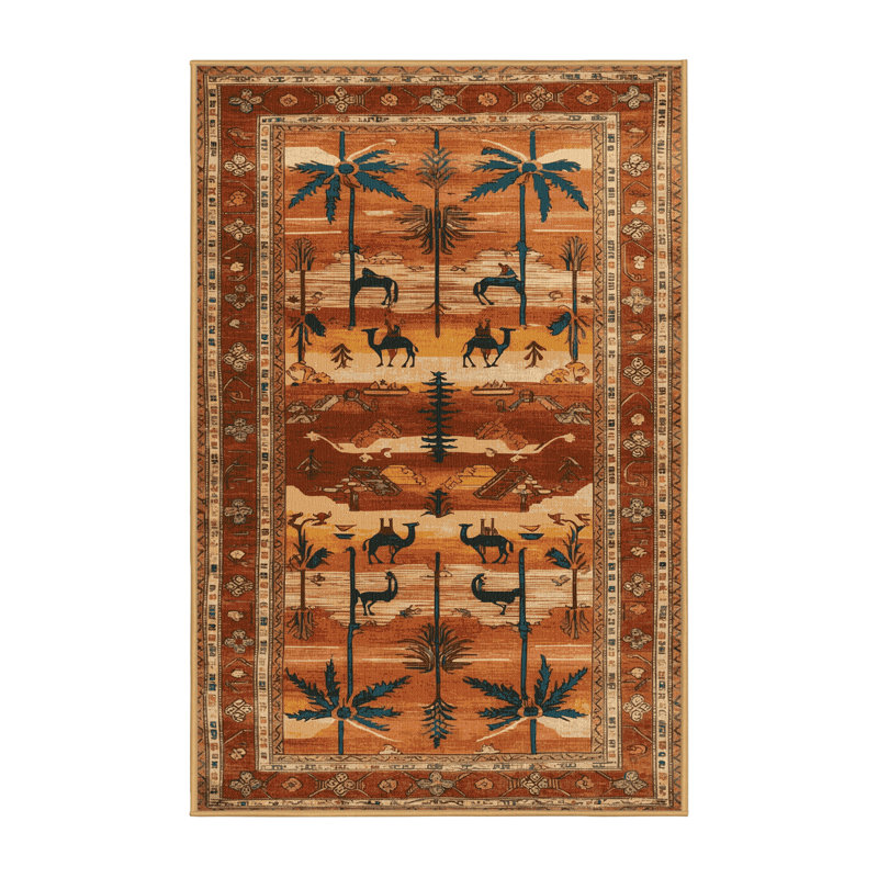Tapis brun lavable à la machine, Rectangle 5 pi x 7 pi