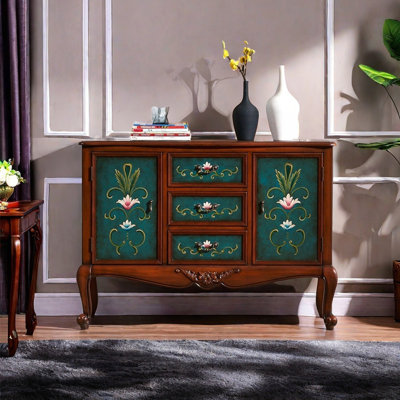 European style retro painted accent cabinet