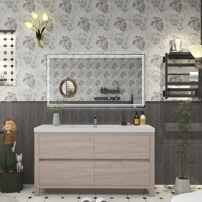 Meuble-lavabo simple 59,06 po avec plateau en acrylique Bethalto