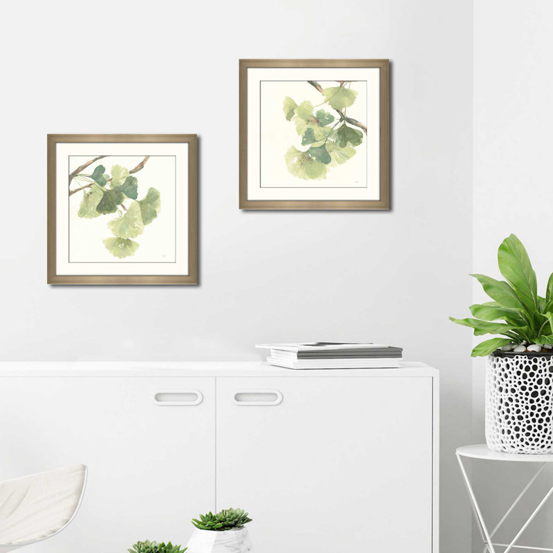 Chris Paschke «Gingko Leaves I Light», impression sous verre