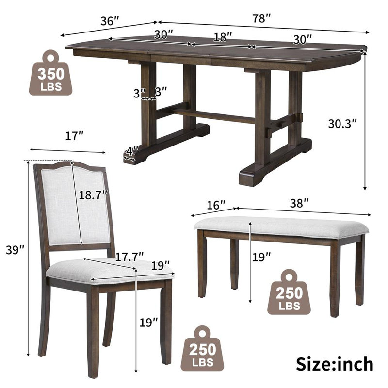 Elegant Expandable Dining Set, Brown