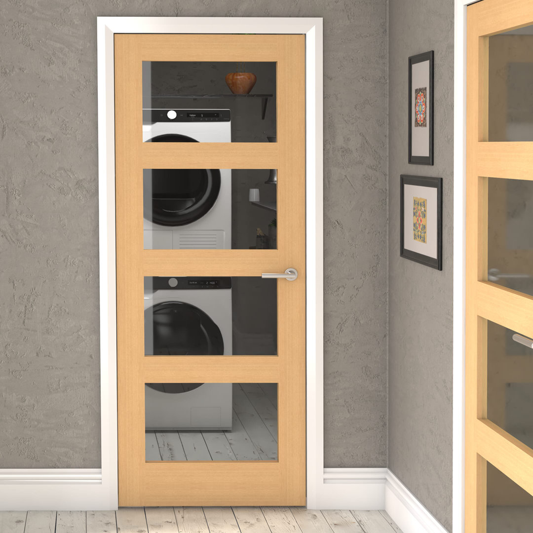Oak Shaker 4 Lite Clear Glass Internal Door - 762 x 1981 x 35mm (WxHxT)