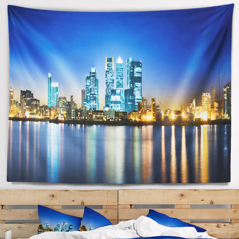 Paysage urbain canary wharf london tapestry, H 32 po x l 39 po
