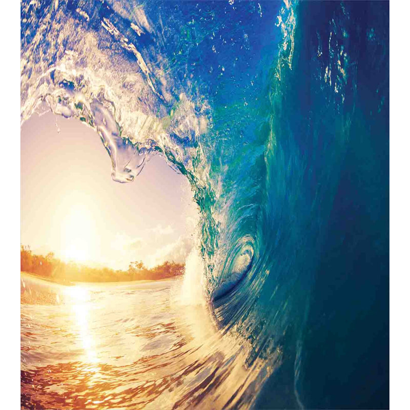King Multicolor Tropical Ocean Waves Duvet Cover Set