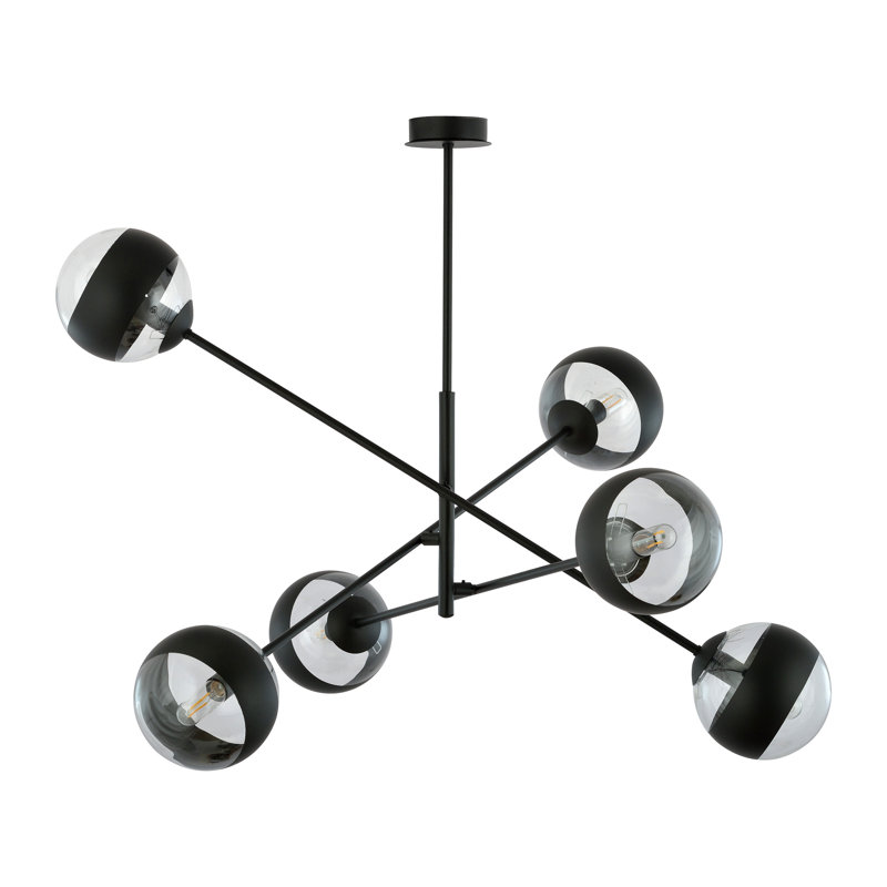 Rayle 6 - Light Sputnik Chandelier, Transparent/Black