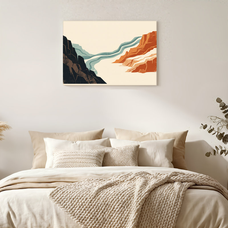 Impression sur toile, "Canyon River" avec vagues bleu sarcelle et falaises oranges, 12"H x 18"W