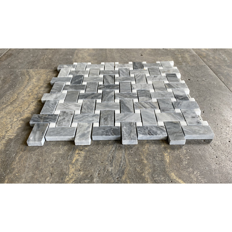 Bardiglio 1" x 2" Marble Basketweave Mosaic Wall & Floor Tile