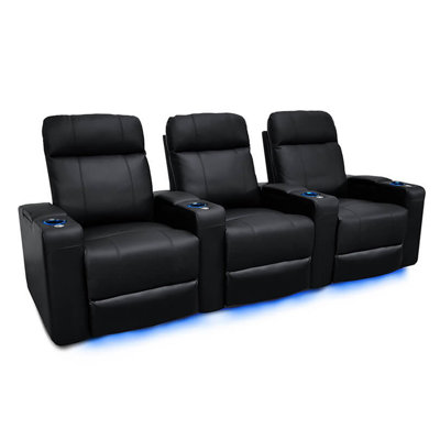 Upholstered Home Theater Seating with Cup Holder