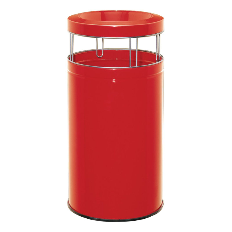 Powder -coated Sheet Steel Open Waste Bin - 120L, Red