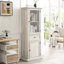 Grande armoire de rangement avec porte vitrée et tablettes pour le salon, la cuisine et le bureau - Blanc