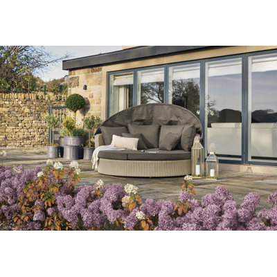 Aarju 195cm Wide Wicker Patio Daybed with Cushions