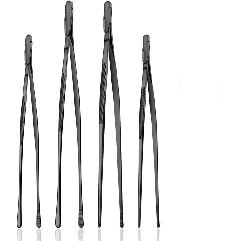 Ensemble de 4 pincettes de cuisine en acier inoxydable de qualité alimentaire 4 po + 12 po - Pinces dentelées