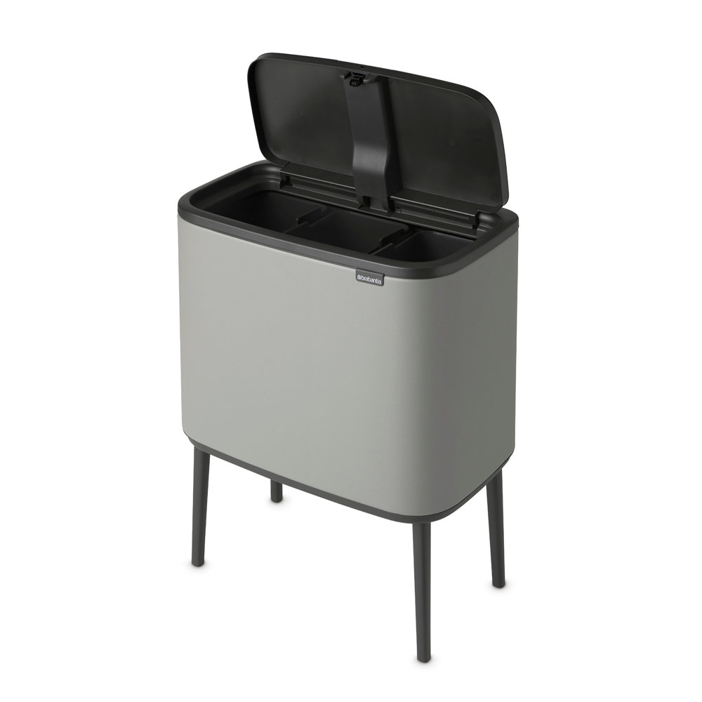 Brabantia Bo Touch Top 9gal Recycling Can, Mineral Concrete Gray