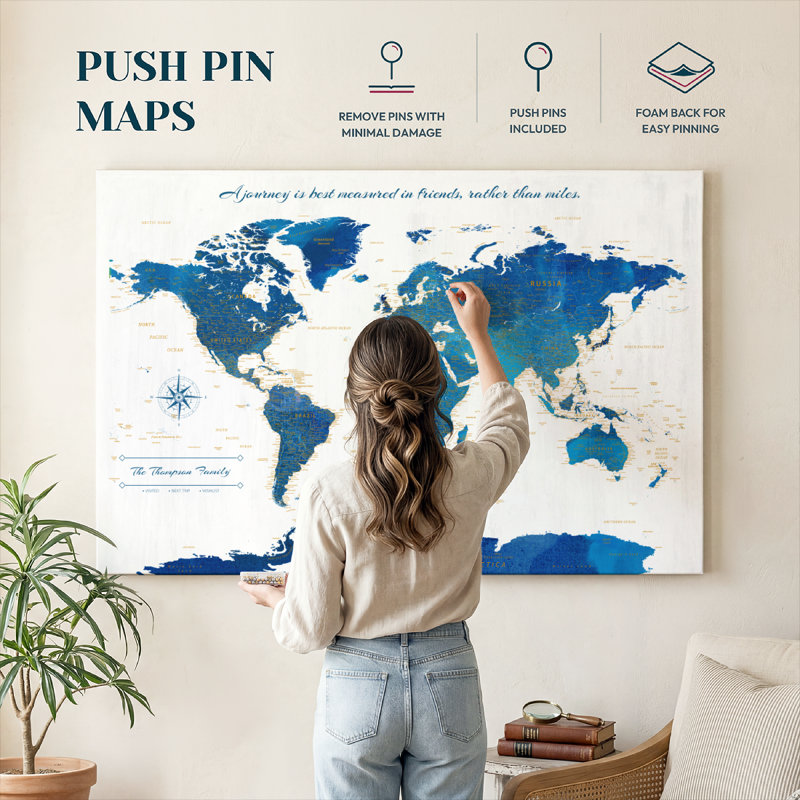 Carte du monde personnalisée «A Journey V», 40" H x 60" W, No