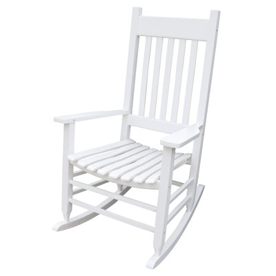Chaise berçante en bois blanc - fabriquée à partir de bois franc massif pour la longévité Siège généreux et accoudoirs Dossier à lattes robuste Assemblage facile inclus Chaise avec poids de 250 lb, extension