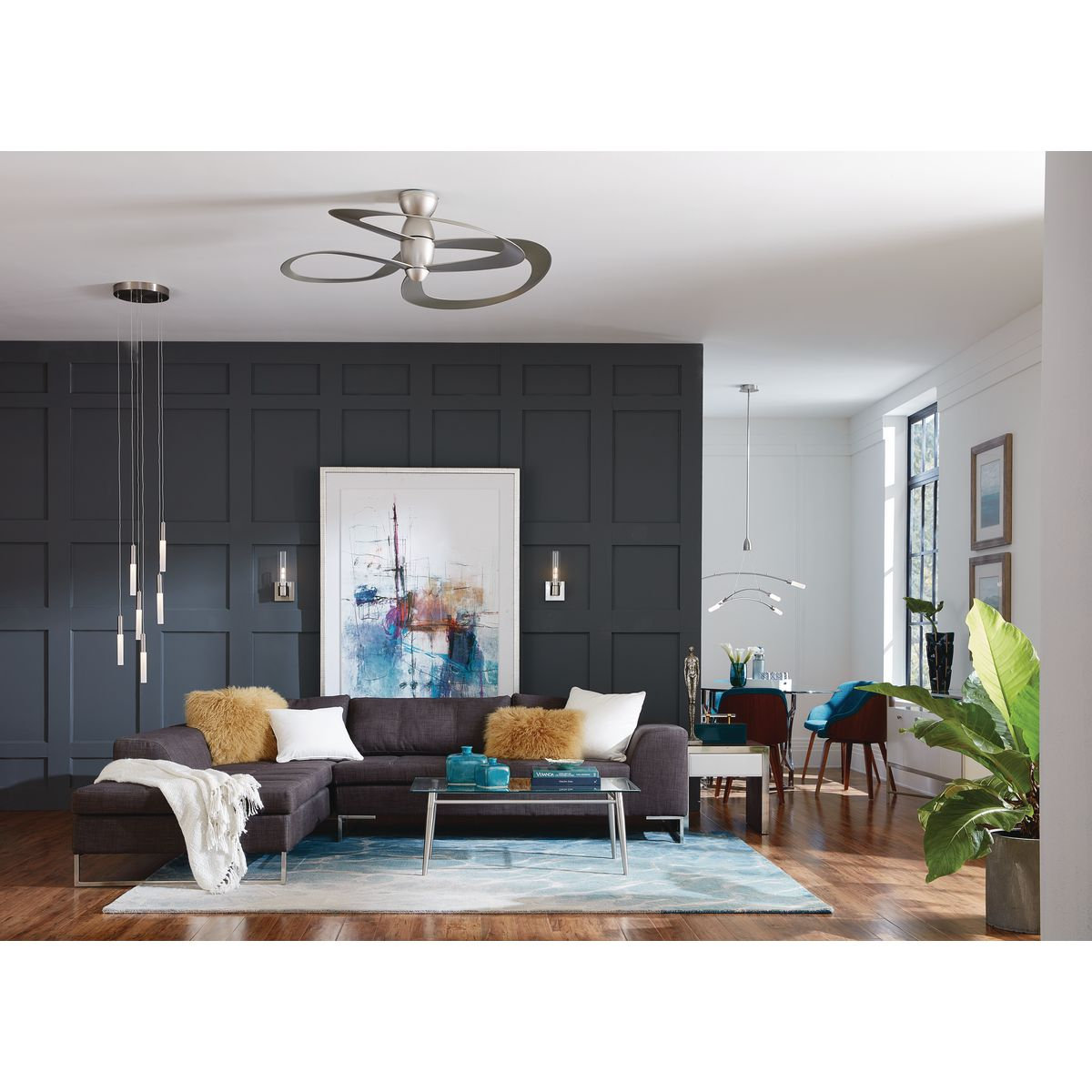 48'' 3 Blade Ceiling Fan, Painted Nickel