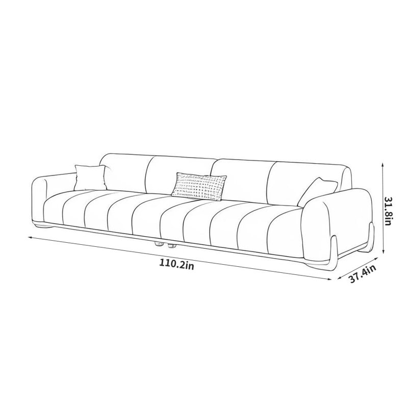 Canapé Minimalist, Olive, 4, H 31,8 po x l 110,2 po x P 37,4 po