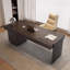 Light Luxury Modern Brown Home Office Desk with Spacious Drawers and Storage Cabinet-784851604
