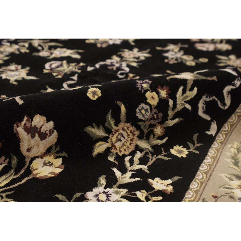 Hand-Knotted High-Quality Wine and Black Area Rug