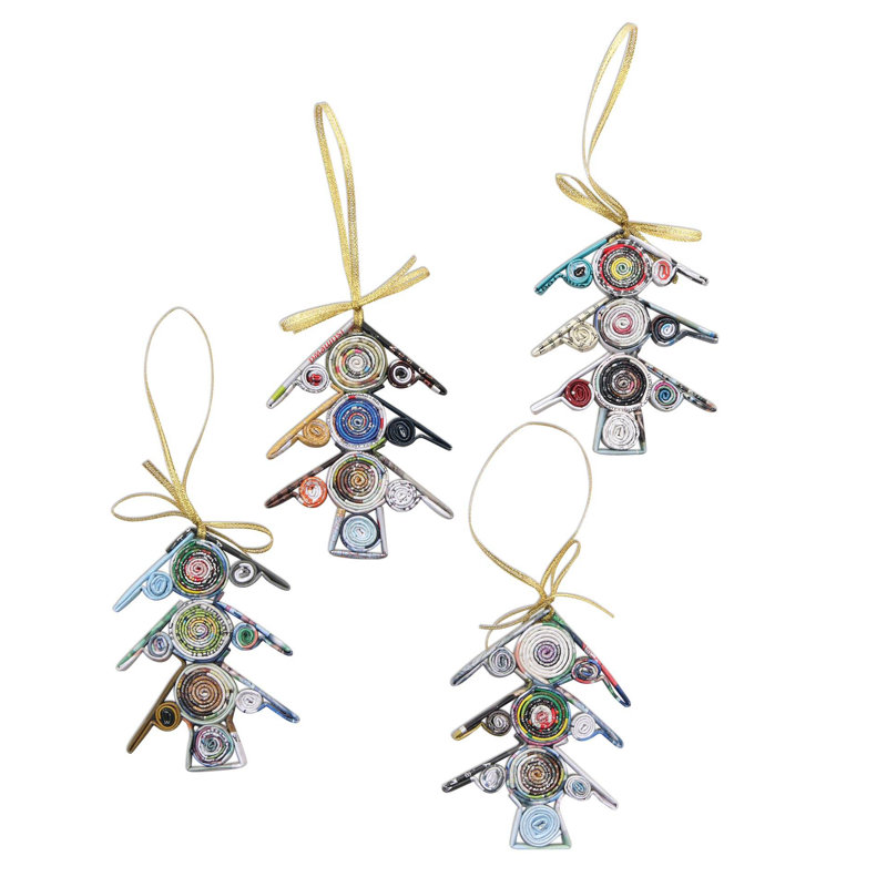 Ensemble de 4 décorations de noël en forme d’arbre de noël pendent pas
